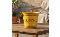 Round Metal Pail Planter Side Handles Vintage Metal Container Rustic Design