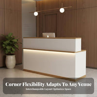 Reception Desk Wall Cabinet Set Scratch Resistant Bar Counter with Display Shelf Easy to Tidy Shop Checkout Counter for Hotel Lobby, Office