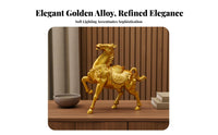 Symbol of Strength & Success Metal War Horse Statue Detailed Craftsmanship Golden Horse Statue for Business Owners, Living Room, Office Desk