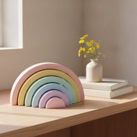 Smooth Wooden Rainbow Stacker Glossy Wooden Arch Stacker Child-Led Rainbow Stacking Toy Holistic for Classroom