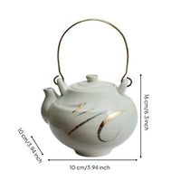 Metal Accents Tea Vessel Lid Ceramic Teapot Table Ornament for Display