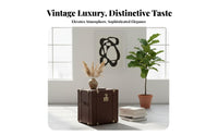 Vintage Suitcase Nightstand Retro Design Decorative hingedTop Trunk Western and Design No Assembly Required