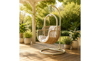 Freestanding Egg Swing Chair with Stand Cushioned Hanging Swing Chair with Stand Comfortable Furniture Thick for Adults, Bedroom, Patio