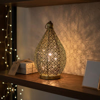 Moroccan Design Metal Lantern Hanging and Tabletop Hollow Iron Art Table Lamp