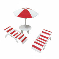 3 Pieces Pretend Play Micro Landscape Beach Decor Realistic Design Dollhouse Beach Furniture DIY Landscaping Miniature Patio Umbrella Set Lifelike for Children, Collectors, Hobbyists, Miniature Scene