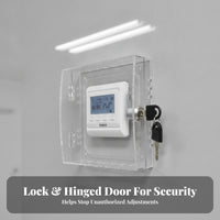 Clear Thermostat Cover with Lock | Side Ventilation Cutouts, Thermostat Lock Box with Keys, for Office