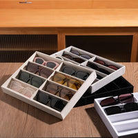 Two-Row Eight-Compartment Velvet Sunglasses Display Box for All Eyewear Storage