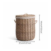 Woven Laundry Hamper Side Handles Wicker Hamper Basket Lidded Laundry Basket