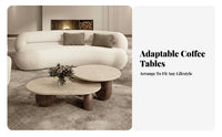 2 Pieces Nesting Coffee Tables Wabi-Sabi Aesthetic Round Nesting Tables Space-Saving Non-Slip Feet for Families, Lounge Area