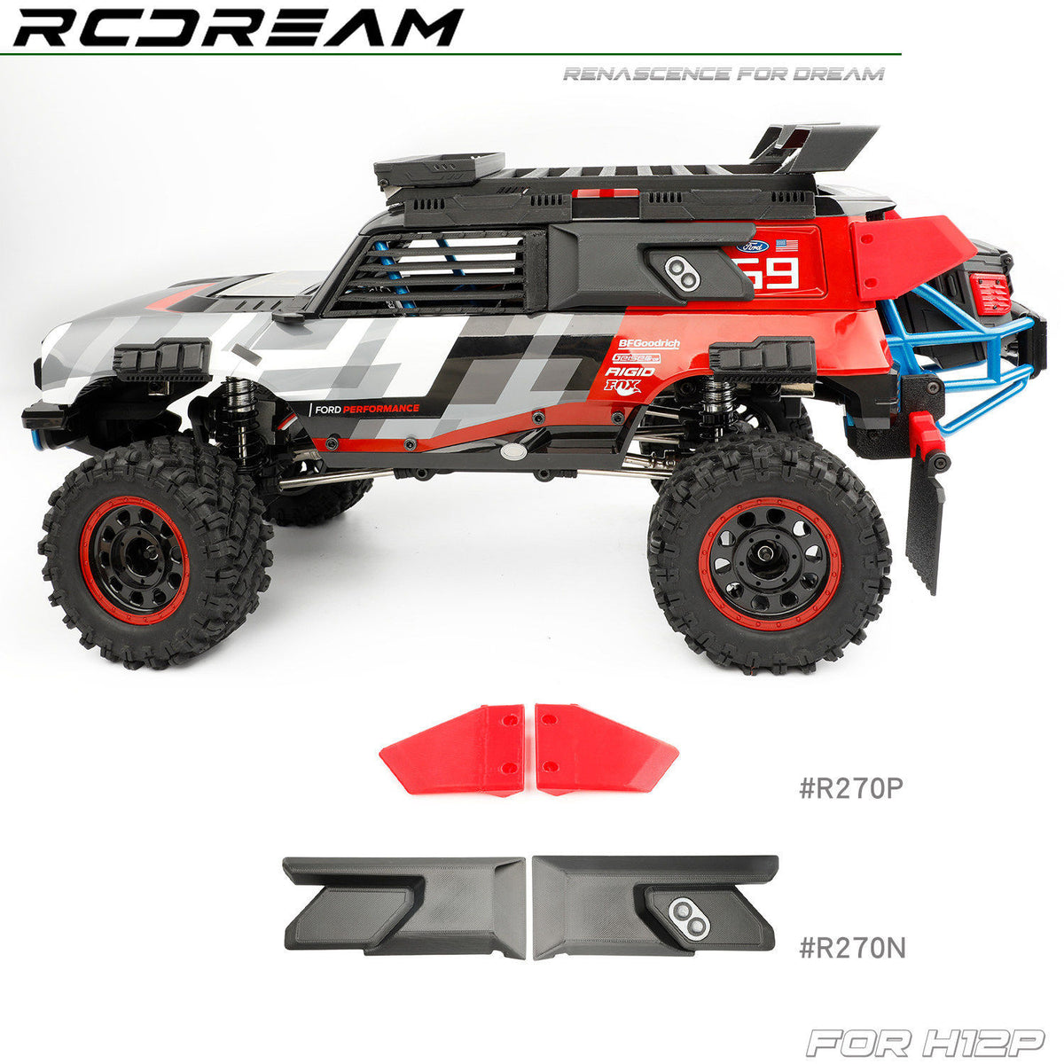RCDream 1/12 MJX H12P Side Fuel Tank and Air Intake
