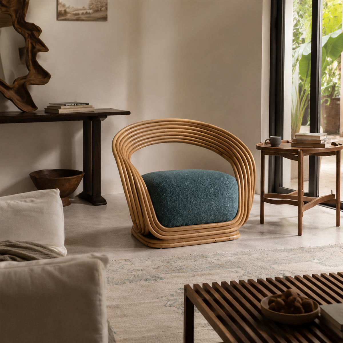Rattan Chair, Lounge Chair, Single-seat Chair, Wicker Chair, With Armrests, High Back, For Hotel Lobby, Living Room