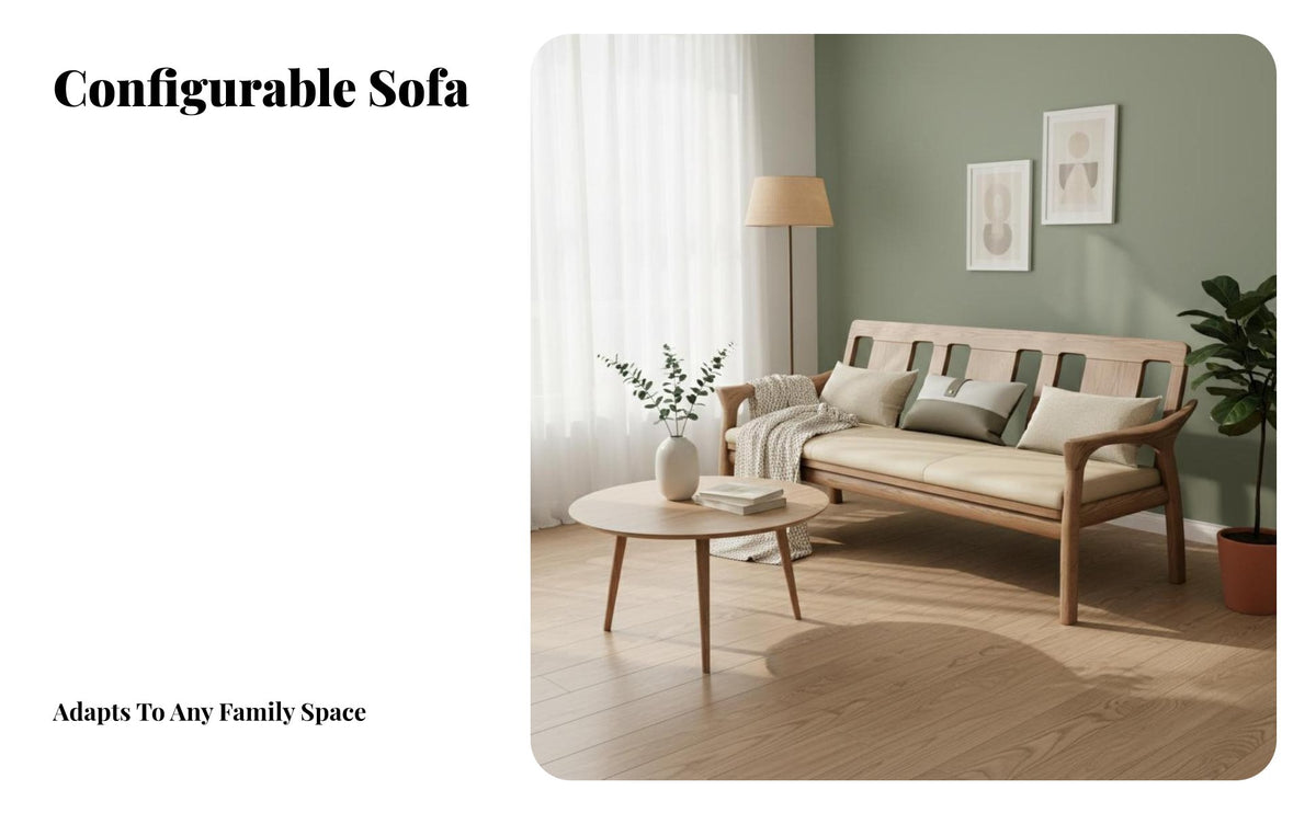 Nordic Design Wooden Frame Sectional two-season Season Use Configurable Sofa Set Space Saving Living Room Furnishing abrasion Resistant Upholstery for Apartment Dwellers, Pet Owners, Homeowners, Small Spaces, Lounge Area