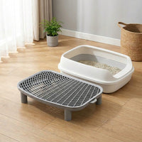 Catcher Tray Waste Container, Open Top Grate Anti-Scatter for Large Indoor Cat and Cat Owner, Easy Hygienic Cat