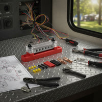 Transparent 6-Way Bus Bar with Cover Clear Busbar Slimline Bus Bar with Cover Easy to Install for DIYers, Electricians, RV, Boat, Automotive
