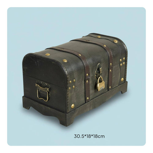 Wooden Storage Chest Decorative Prop Vintage Treasure Chest Rustic Finish