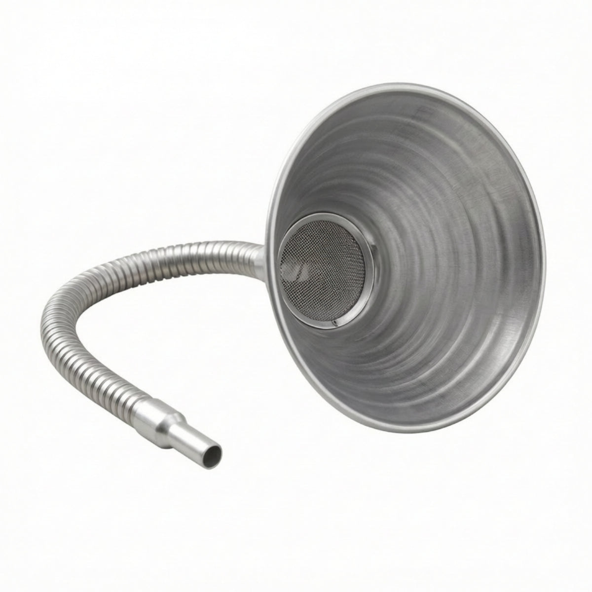 Galvanized Steel Funnel with Flexible Hose Wide-Mouth Metal Funnel with Filter Heavy-Duty Difficult-to-Reach for Mechanics, Garage