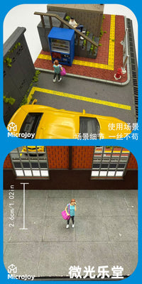 1/64微缩仿真人偶模型树脂涂装成品小人大背包打电话女玩具摆件