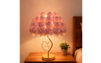 Rose Lamp with Crystal Strands Romantic Heart Lamp with Crystal Pendant Warm Glow Floral for Girls, Bedroom, Nightstand