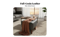 Upholstered Cube Stool Genuine Leather Footrest Multipurpose for Bedroom, Adults