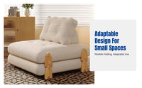 Single Sectional Sofa Bed, Sturdy Wood, Foldable, Cream Minimalist, Small Apartment, Living Room