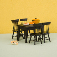 1:12 Scale Miniature Wooden Table and Chair Set for Dollhouse Kitchen