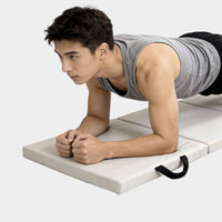 Padded Four-Fold Exercise Mat Foldable Folding Gym Mat with Handles Wipe-Clean Moisture-Resistant for Stretching