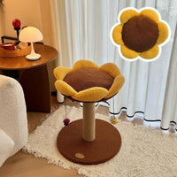 Sunflower Cat Tree with Space Capsule Condo, Wooden Tower