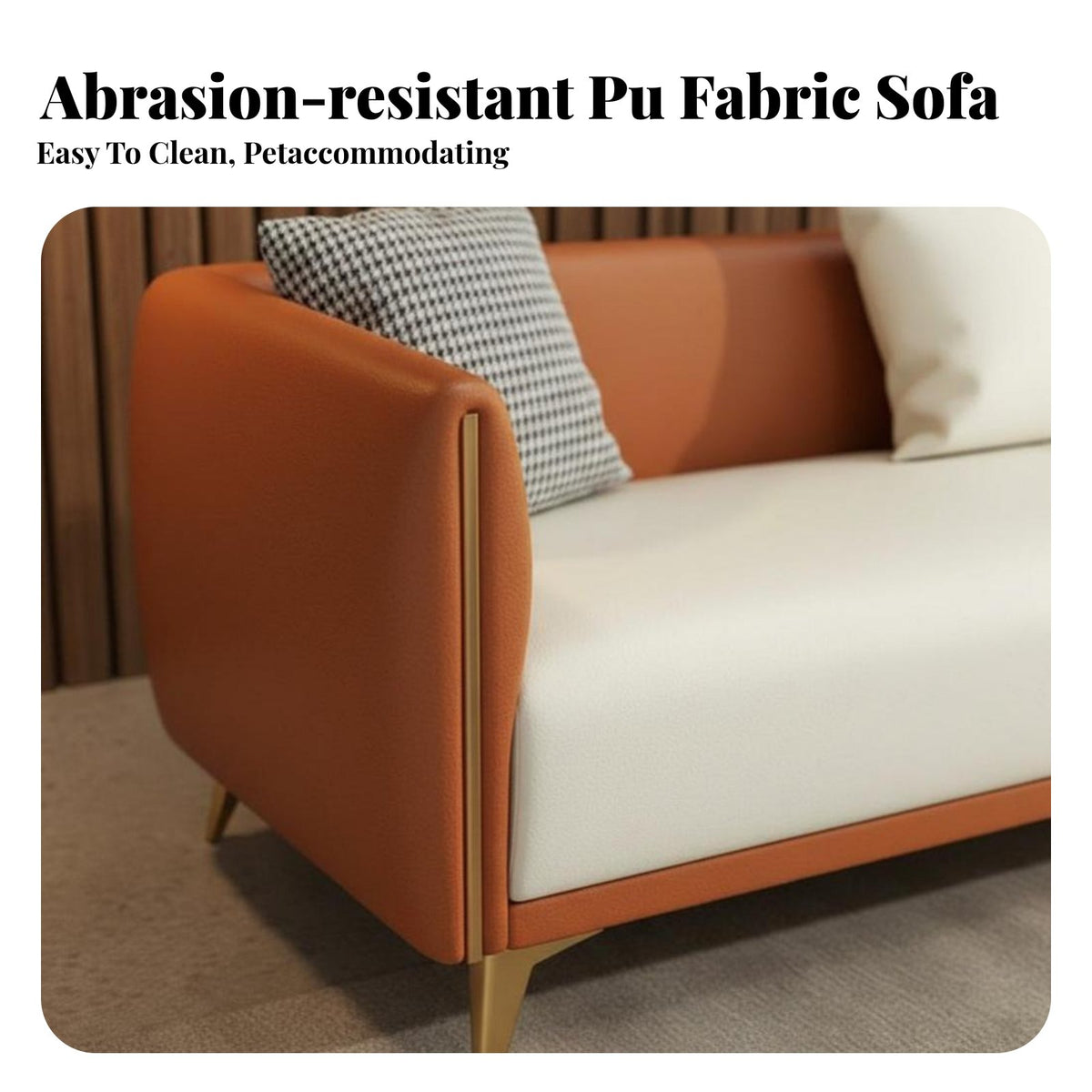Light Luxury Design Straight-Line 3-Person Settee Pet-Friendly Couch Scratch-Resistant Lounge Seating Minimalist Design for Apartment Dwellers, Families, Young Adults, Living Room, Reception Area, Shop, Office