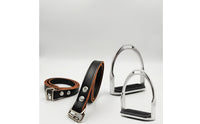 Chrome-Plated Stirrup with Leather Straps Non-Slip Stirrup with Rubber Grip Adjustable Riding Straps with Buckles Rustproof for Horse Riders, Equestrians, Equestrian Training