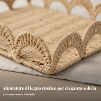 Hand Woven Tray with Handles Handwoven Handle Tray Beige