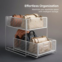 2 Tier Wire Storage Basket Shelf, Pull Out Cabinet Organizer, Handbags Storage,  #variant:Medium