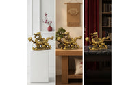 Dragon Sculpture Copper Dragon Statue Gold-Toned Ornament for Collectors