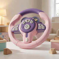 360-Degree Rotating Toy Steering Wheel with Strap Multifunction Car Steering Wheel Toy Light and Sound Realistic for Toddlers, Kids, Road Trips, Playroom