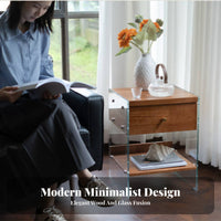 Floating Drawer Nightstand Space-Saving Bedside Table Ample Storage for Adults