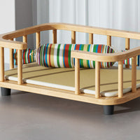 Wooden Pet Bed with Fence Breathable Raised Cat and Dog Lounger Moisture-Proof