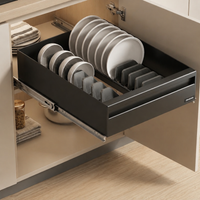 Kitchen Drawer Under Sink Storage Cabinet Slide-Type Dark Gray 1 Tier Silent Rail Metal