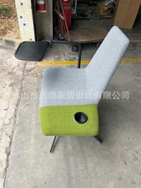 时尚简约长休闲椅翻折小桌板商用自动回位休闲椅培训椅
