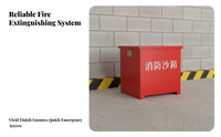 Large Capacity Fire Sand Box Hinged Lid Firefighting Sand Bin Raised Feet Red Steel Fire Box Sturdy Handles for Safety Elevated Icers, Industrial Workers, Property Managers, Gas Stations, Factories, Workshops, Warehouses