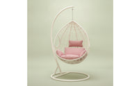 Woven Hanging Basket Chair with Stand Comfortable Egg Chair with Stand Weather-Resistant Swing Seat Stable for Balcony