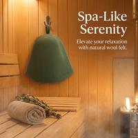 Wool Sauna Hat for Steam Bath, Heat Dry Headrest, Steam Room Essential, Absorben #variant:['Green']