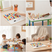 Dry-Erase Board with 3D Characters Tactile Wooden Learning Board Hands-on Educational for Preschoolers, Preschool, Homeschool