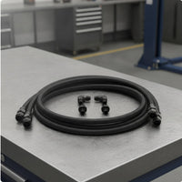 6AN Gearbox Cooler Line Kit Braided Gearbox Cooler Line with Fittings Flexible Black Anodized for Mechanics, Car Builders, Engine Bay