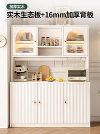 Cream Style Solid Wood Sideboard with Wine Cabinet, Storage Cabinet for Kitchen and Living Room