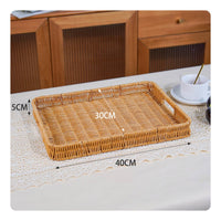 Woven Plastic Tray Long-Lasting Rattan-Style Tray Decorative