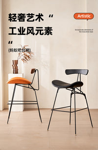 Nordic Luxury Bar Stool with Iron Backrest