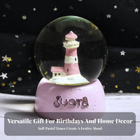Glittering Bear Couple Snow Globe Automatic Snowfall Light up Crystal Ball Hand Painted for Children, Kids, Home Decor, Bedroom, Living Room