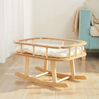 Cat Hammock Rocking Bed for Indoor Cats, Freestanding Wooden Swing and Elevated Raised Pet Furniture with Breathable Material, Sturdy Wood Frame