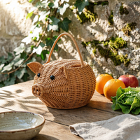 Imitation rattan Pig Basket with Handle Pig Basket Decorative