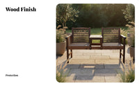 2 Pieces Slatted Bench Outdoor Seating Two-personand-jill Bench Carbonized Wood Stable Construction Convenient Central Table Suitable for Garden Lovers Balcony Courtyard Porch