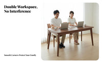 2 Person Desk Spacious Tabletop Solid Wood Computer Desk Thickened Desktop Long Wooden Study Table for Professionals, Remote Workers, Office, Bedroom